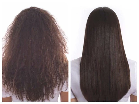 Antes y después de aplicar Anti Frizz en la peluquería